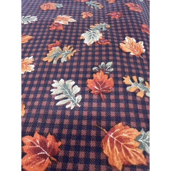 New Longaberger HTF Fall Gingham Check Fabric 2.5‎ yards Leaves Autumn Vintage - Picture 3 of 6